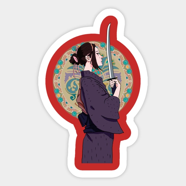 Samurai girl Sticker by Artofokan